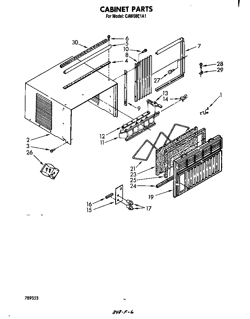 Whirlpool CAW08E1A1 cabinet parts diagram