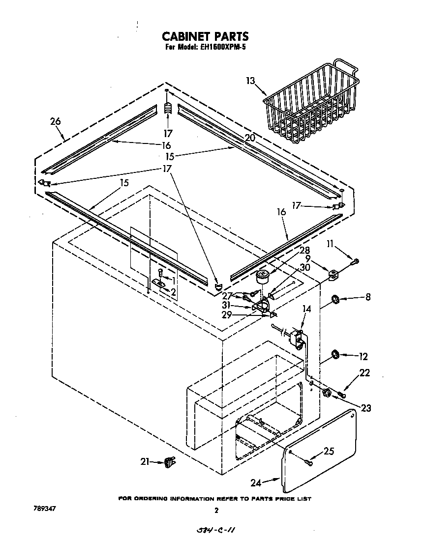 Whirlpool EH1500XPM5 cabinet parts diagram