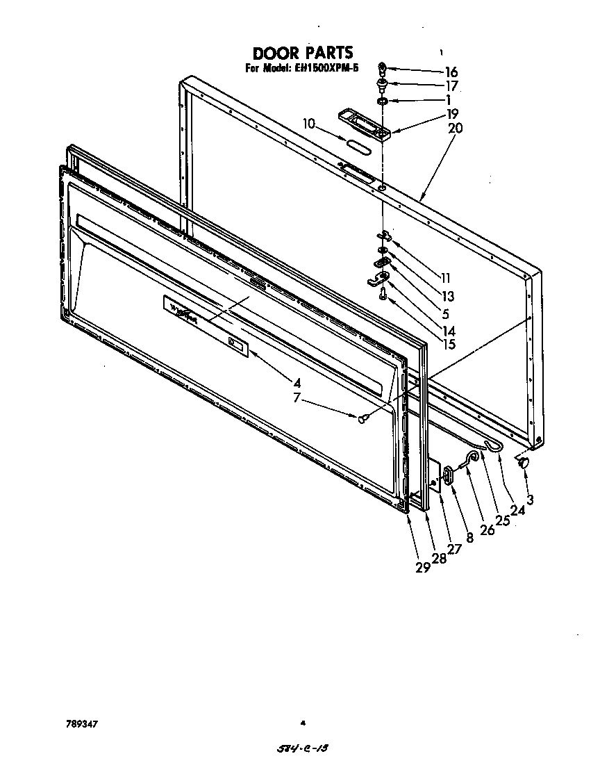 Whirlpool EH1500XPM5 door parts diagram