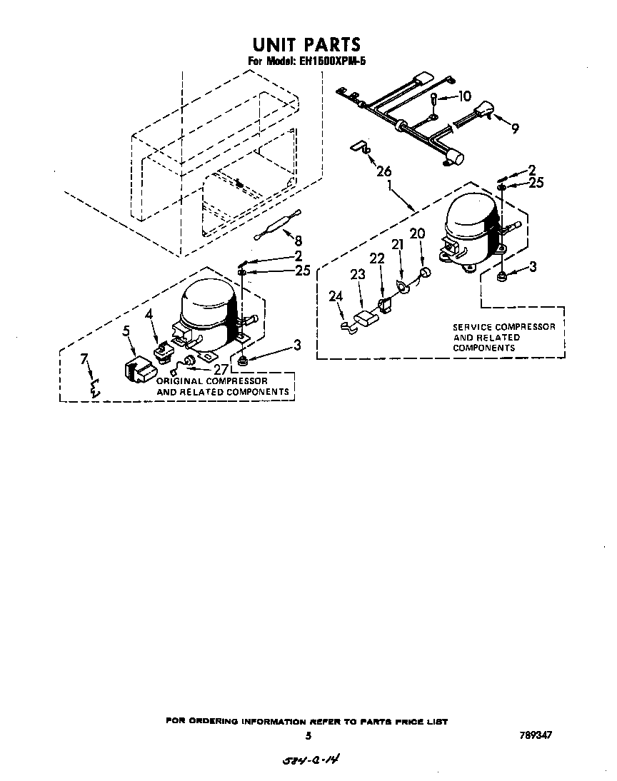 Whirlpool EH1500XPM5 unit parts diagram