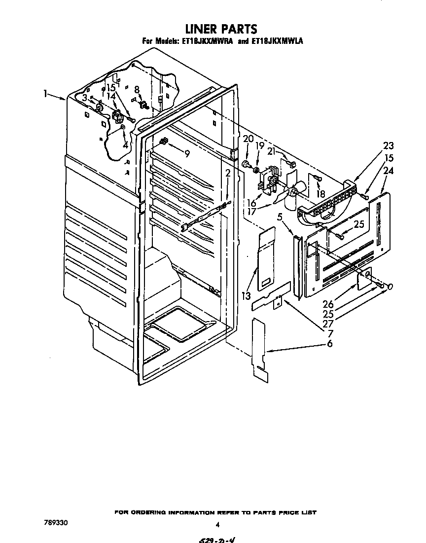 Whirlpool ET18JKXMWRA liner diagram