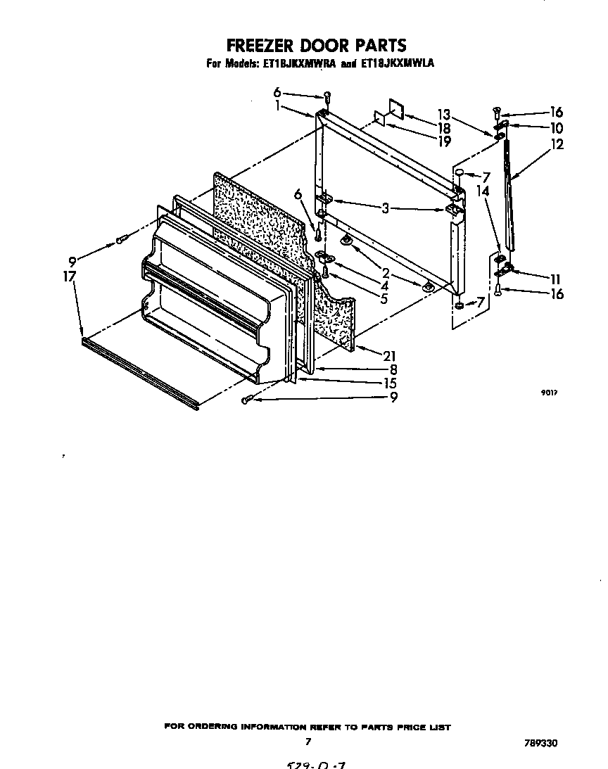 Whirlpool ET18JKXMWRA freezer door diagram