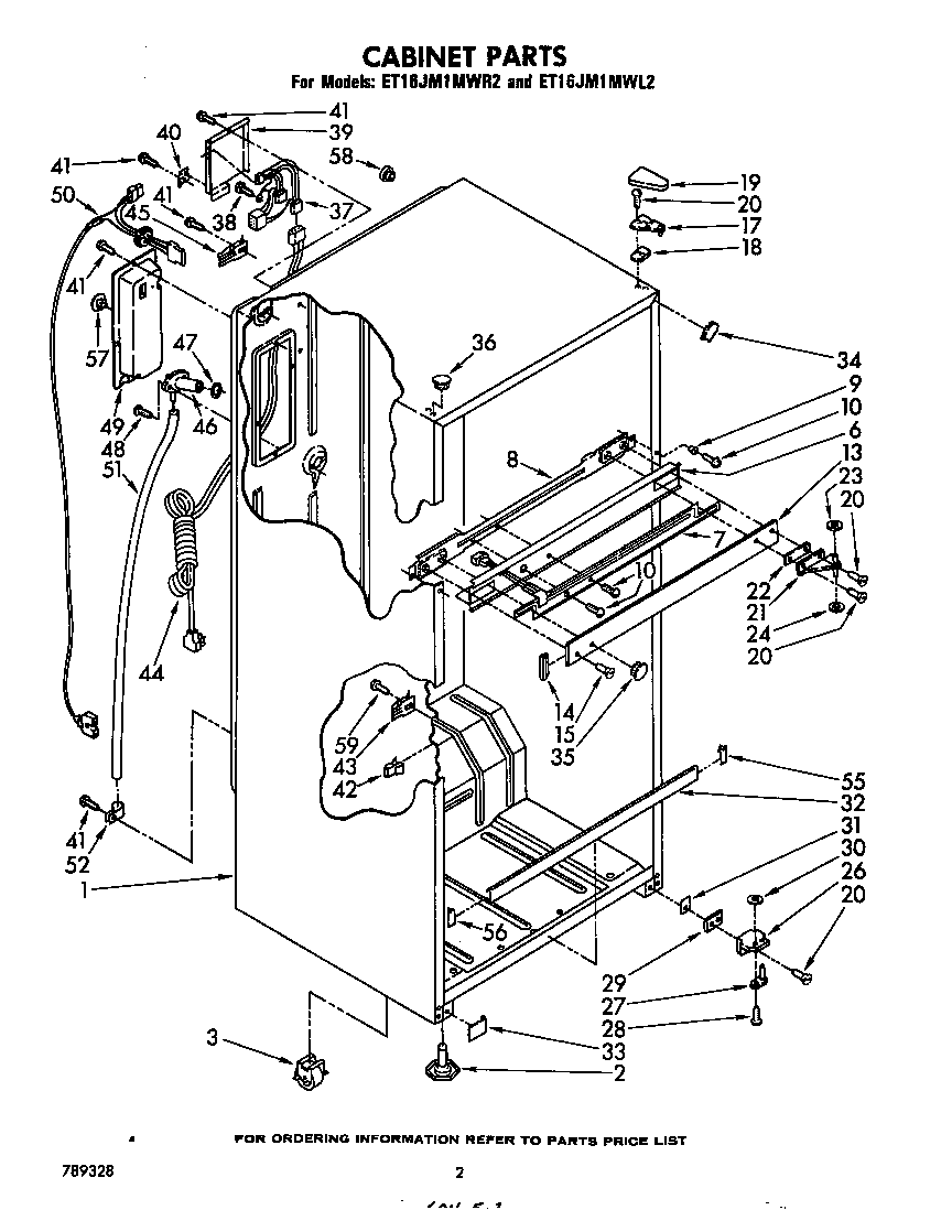 Whirlpool ET16JM1MWR2 cabinet diagram