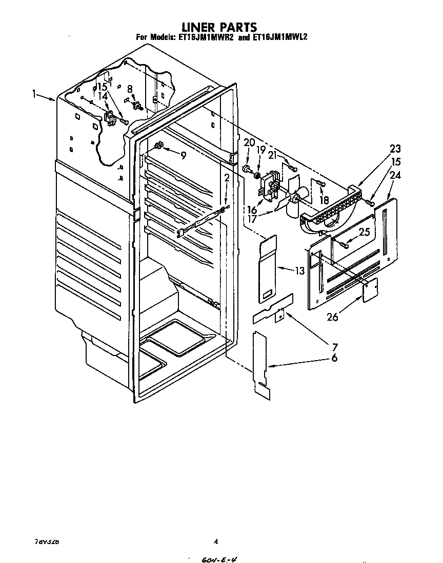 Whirlpool ET16JM1MWR2 liner diagram