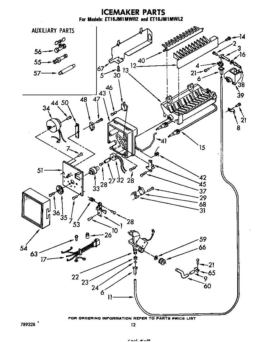 Whirlpool ET16JM1MWR2 ice maker diagram