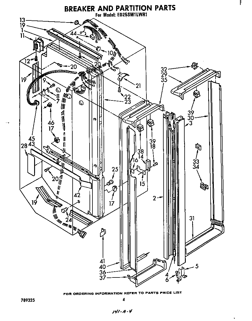 Whirlpool ED25SM1LWR1 breaker and partition diagram