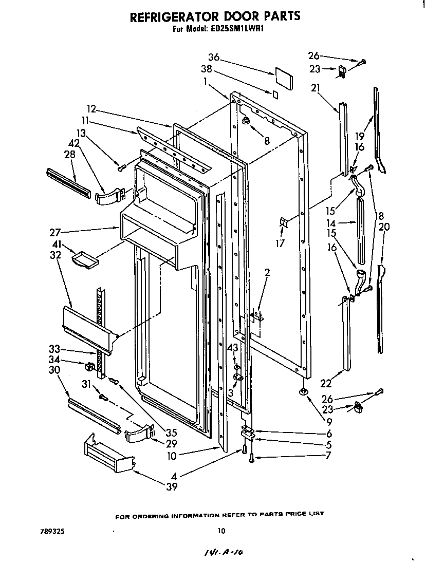 Whirlpool ED25SM1LWR1 refrigerator door diagram