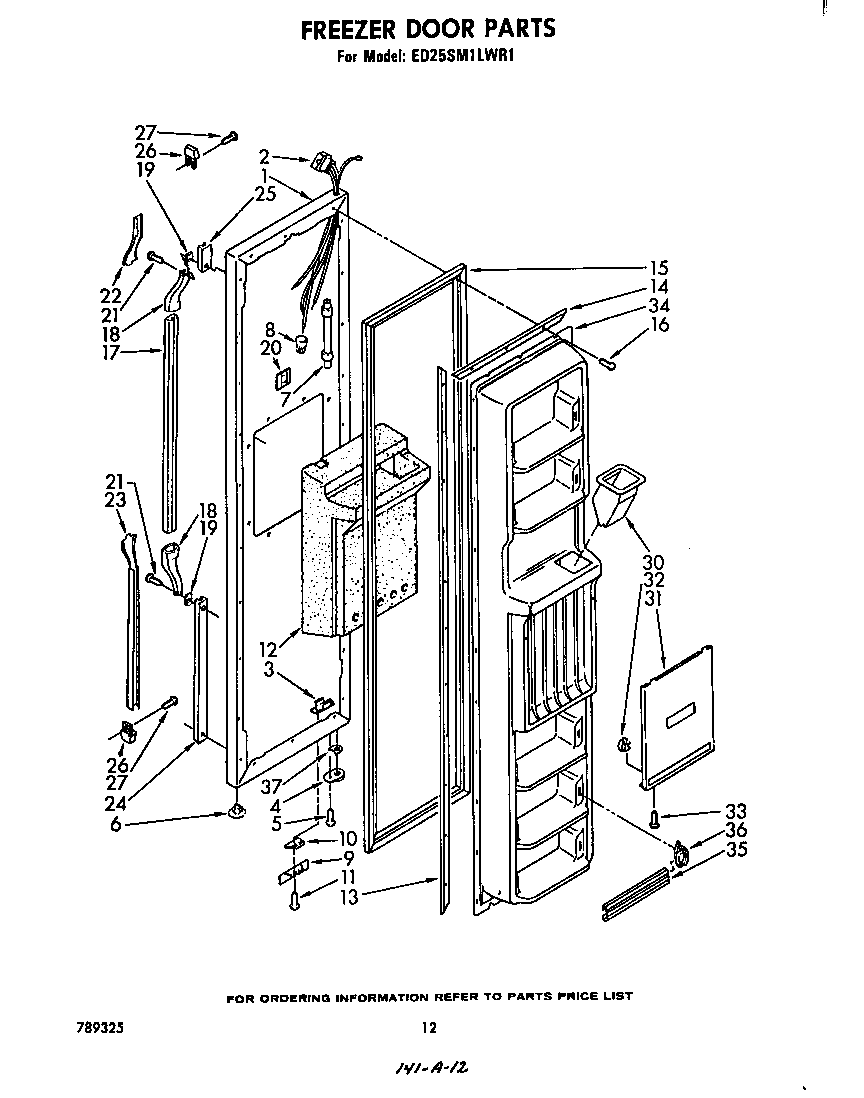Whirlpool ED25SM1LWR1 freezer door diagram