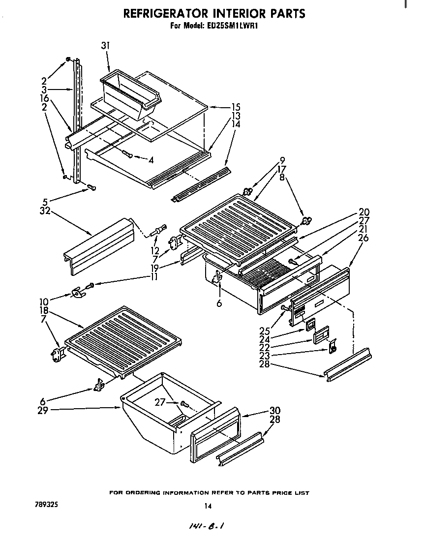 Whirlpool ED25SM1LWR1 refrigerator interior diagram