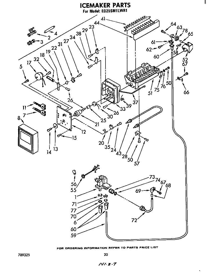 Whirlpool ED25SM1LWR1 icemaker diagram