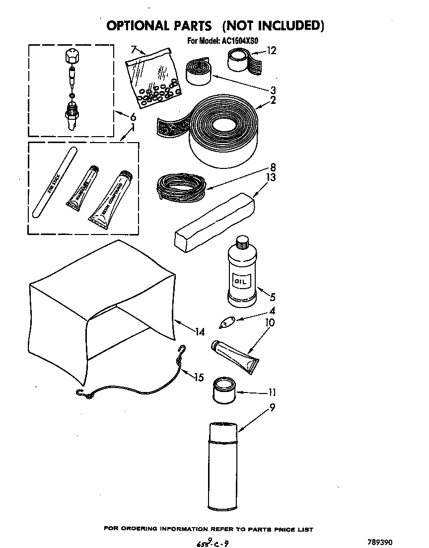 Whirlpool AC1504XS0 lit/optional diagram