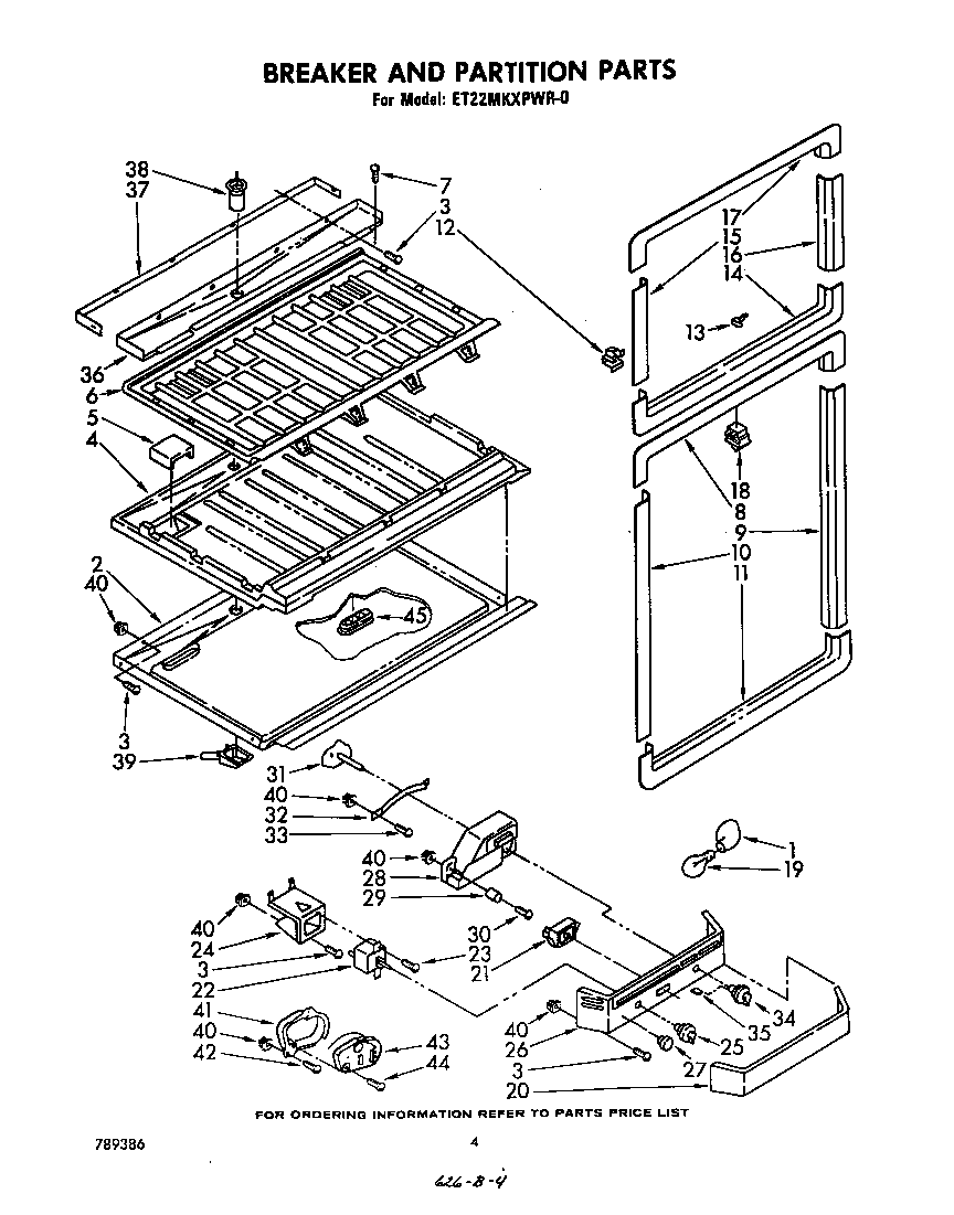 Whirlpool ET22MKXPWR0 breaker and partition diagram