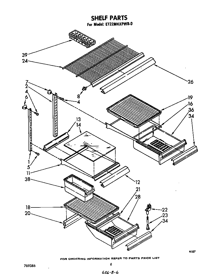 Whirlpool ET22MKXPWR0 shelf diagram