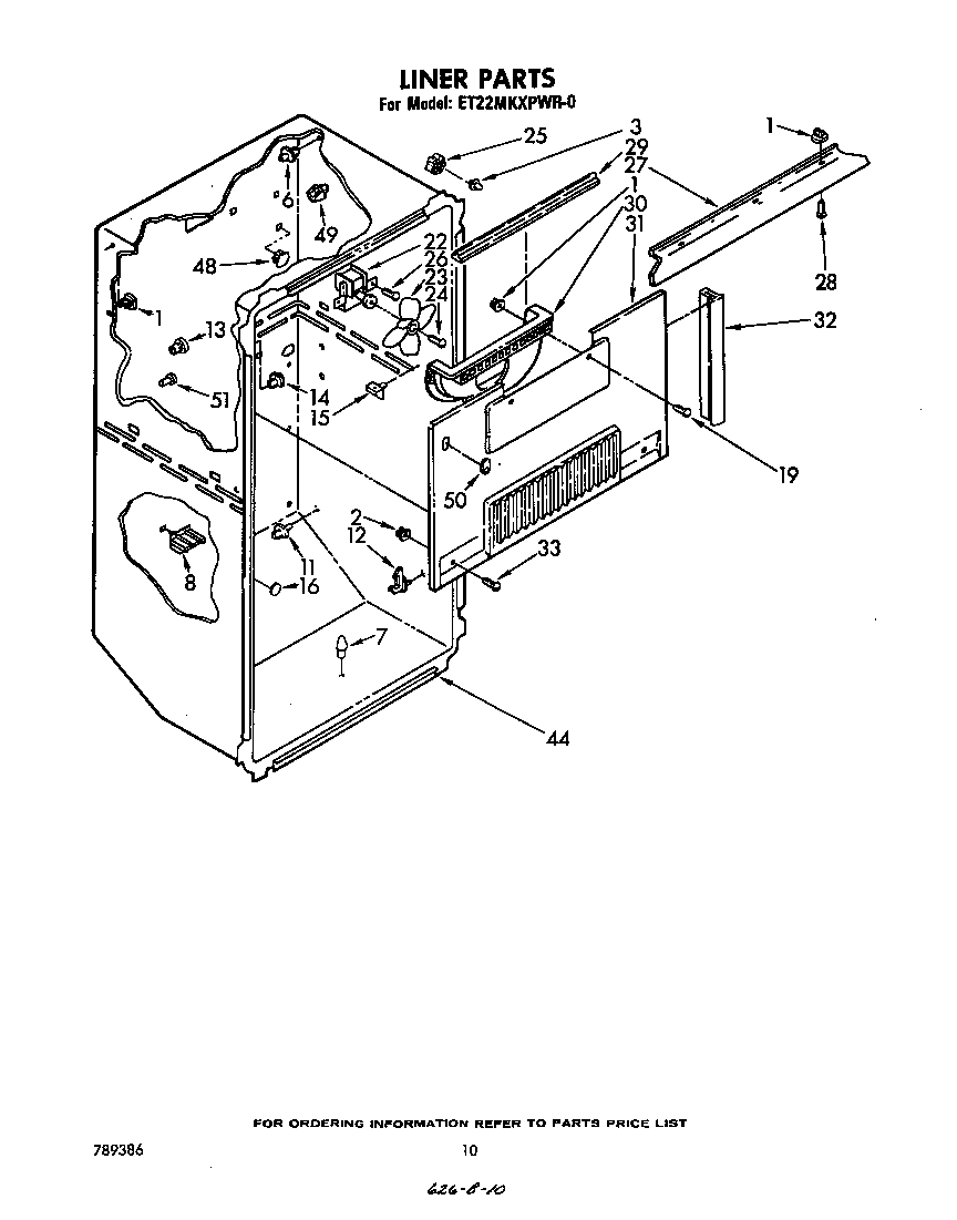 Whirlpool ET22MKXPWR0 liner diagram