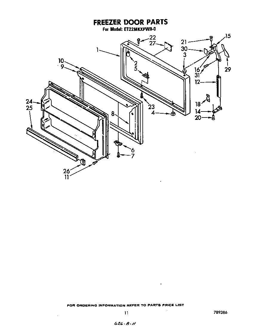 Whirlpool ET22MKXPWR0 freezer door diagram