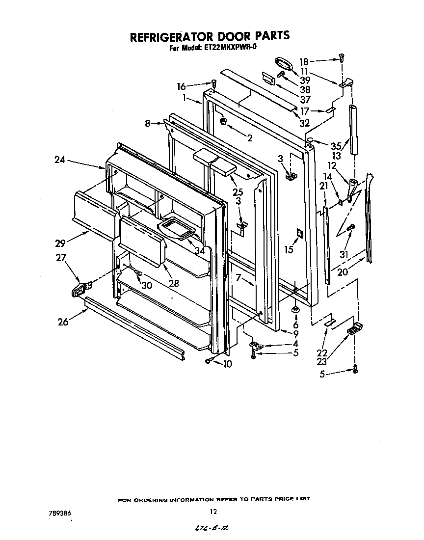 Whirlpool ET22MKXPWR0 refrigerator door diagram