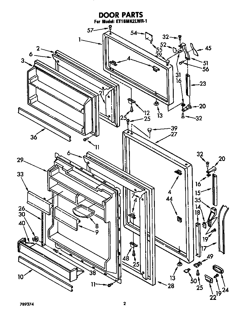 Whirlpool ET18MK2LWR1 door diagram
