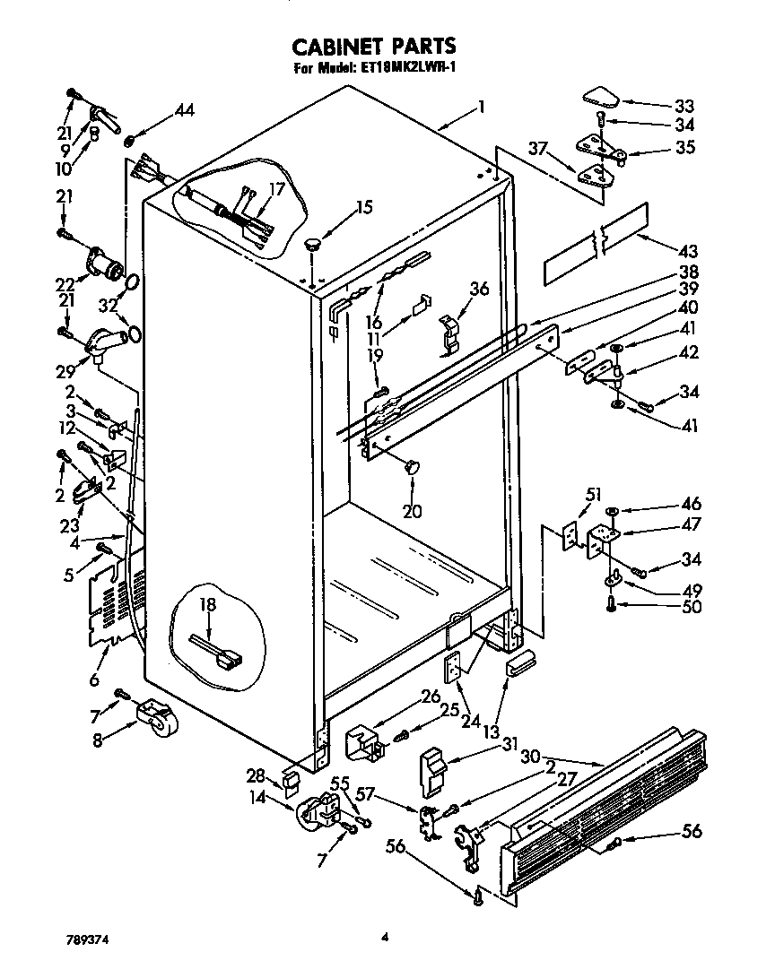 Whirlpool ET18MK2LWR1 cabinet diagram
