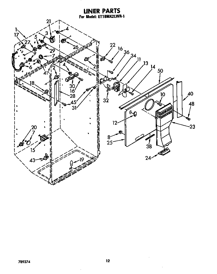 Whirlpool ET18MK2LWR1 liner diagram
