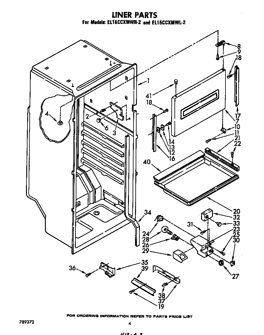 Whirlpool EL15CCXMWR2 liner diagram