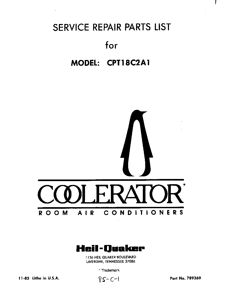 Whirlpool CPT18C2A1 front cover diagram