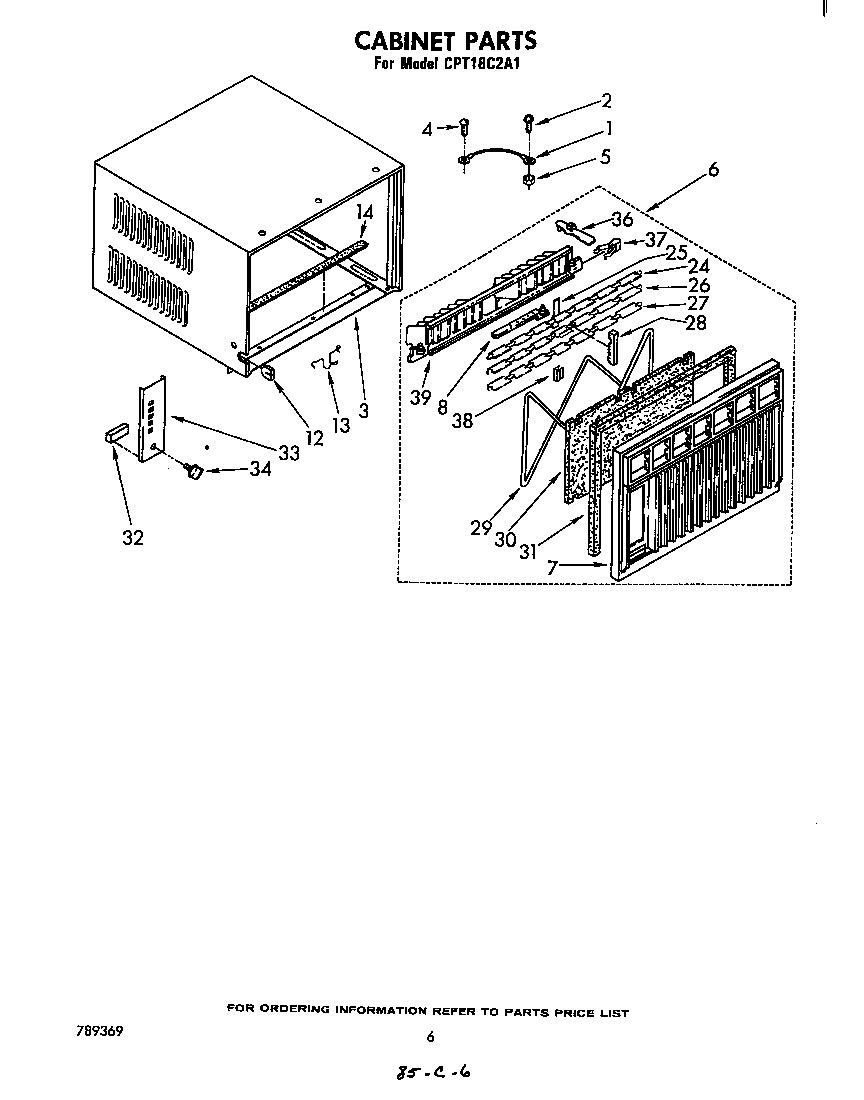 Whirlpool CPT18C2A1 cabinet diagram