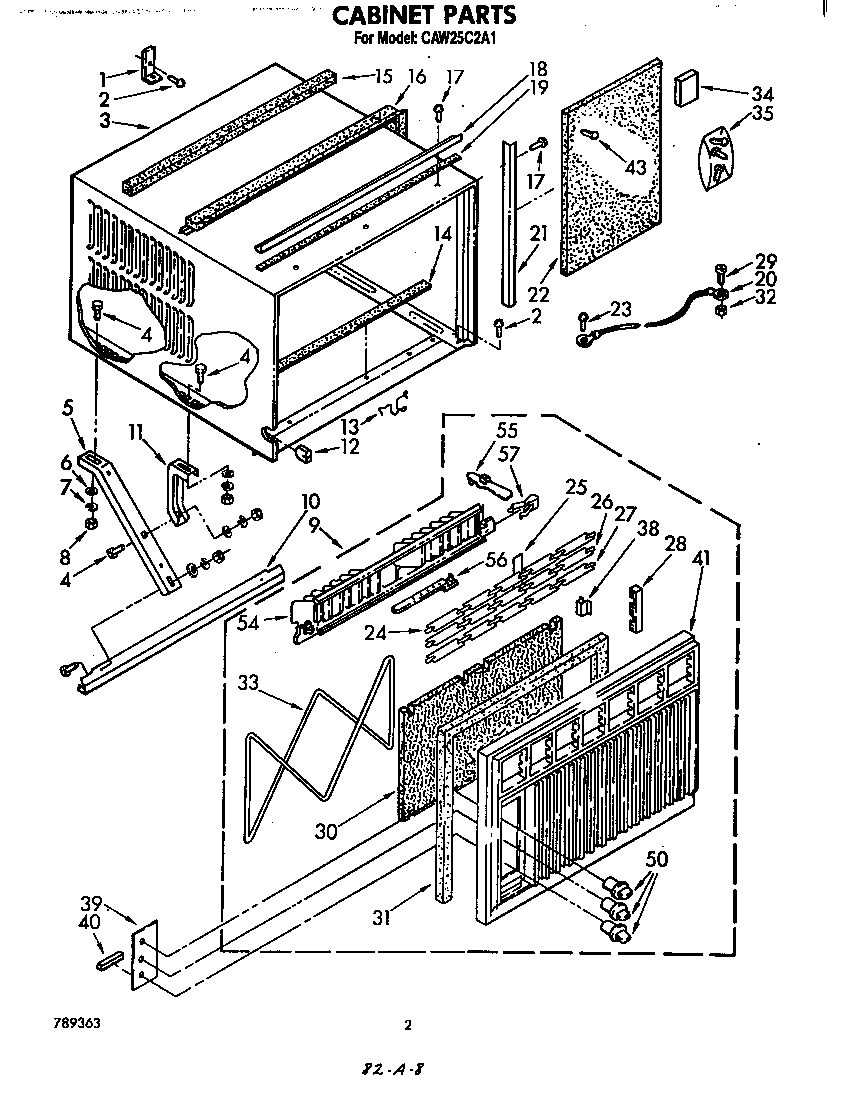 Whirlpool CAW25C2A1 cabinet diagram