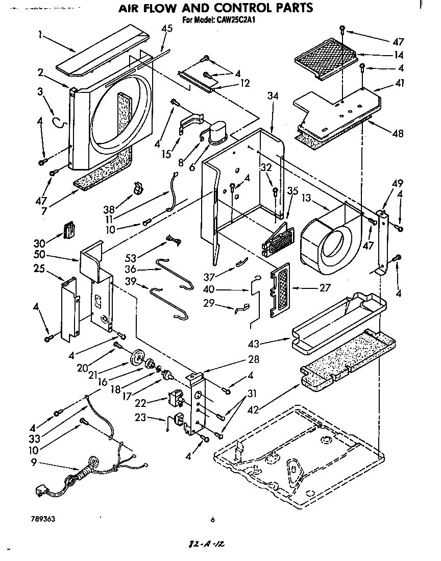 Whirlpool CAW25C2A1 air flow and control diagram