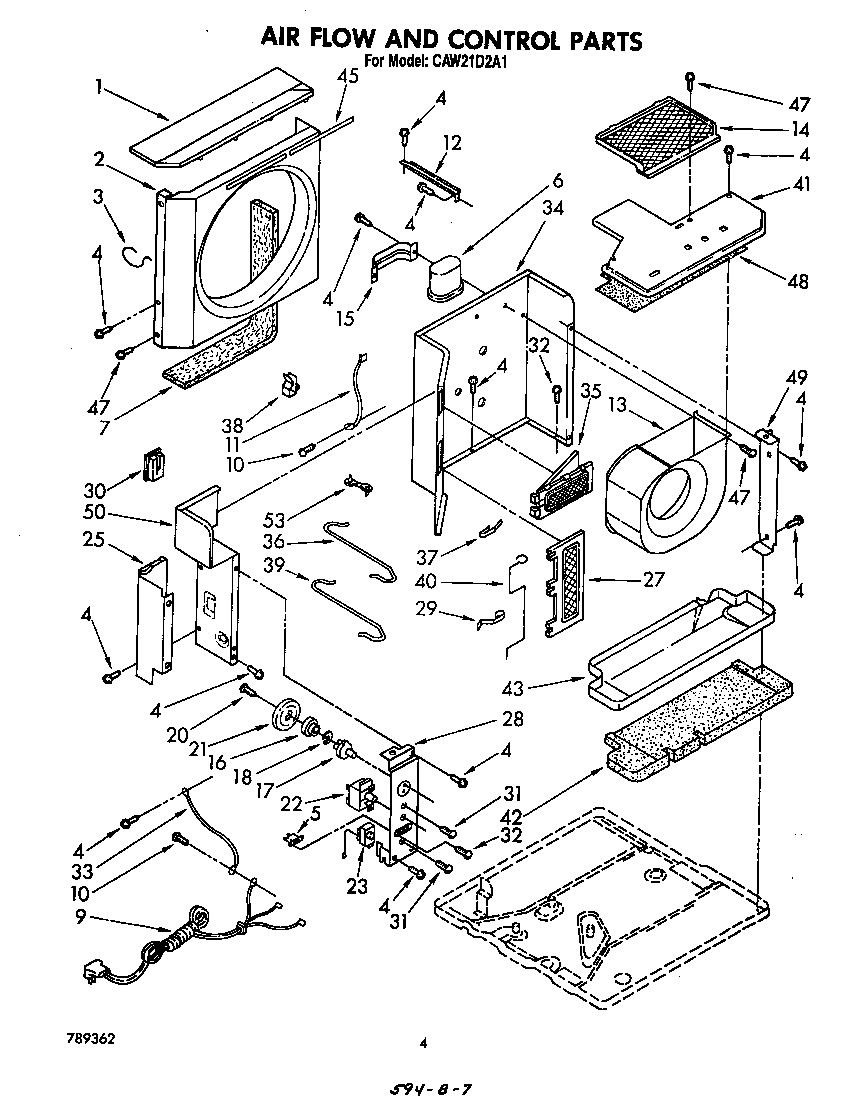 Whirlpool CAW21D2A1 air flow and control diagram