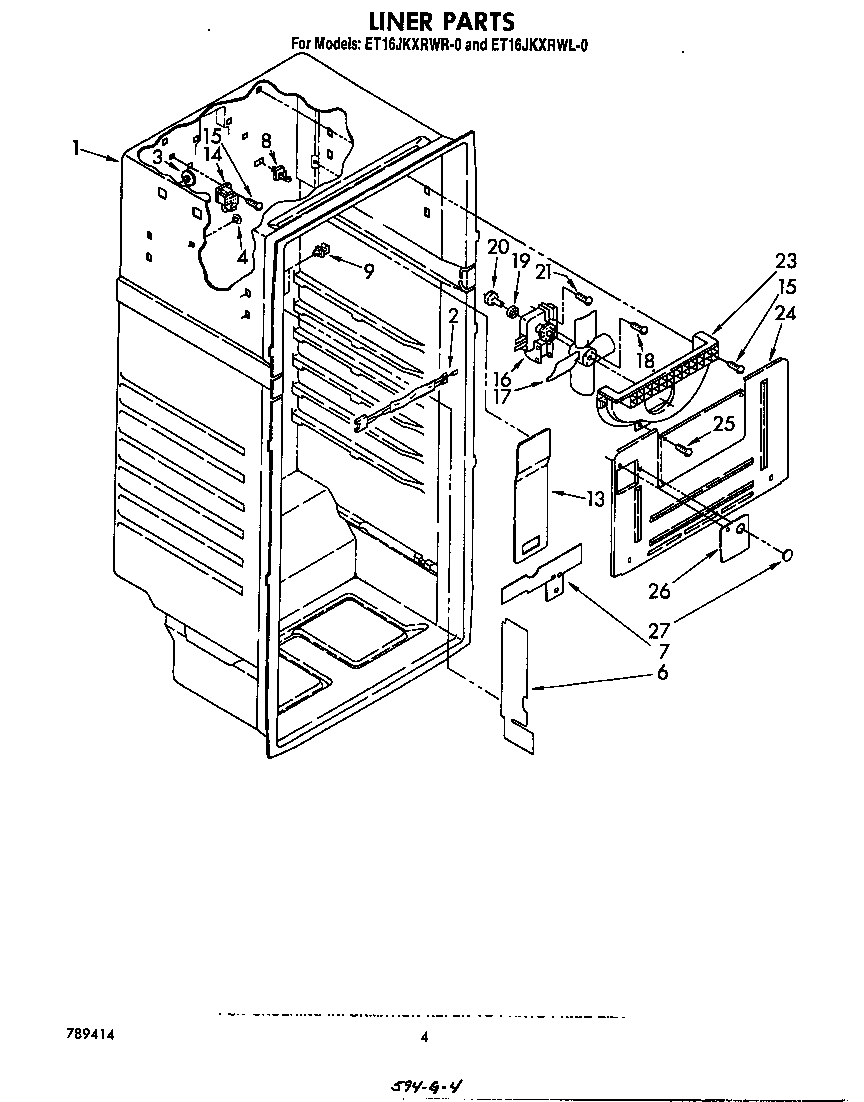 Whirlpool ET16JKXRWR0 liner diagram