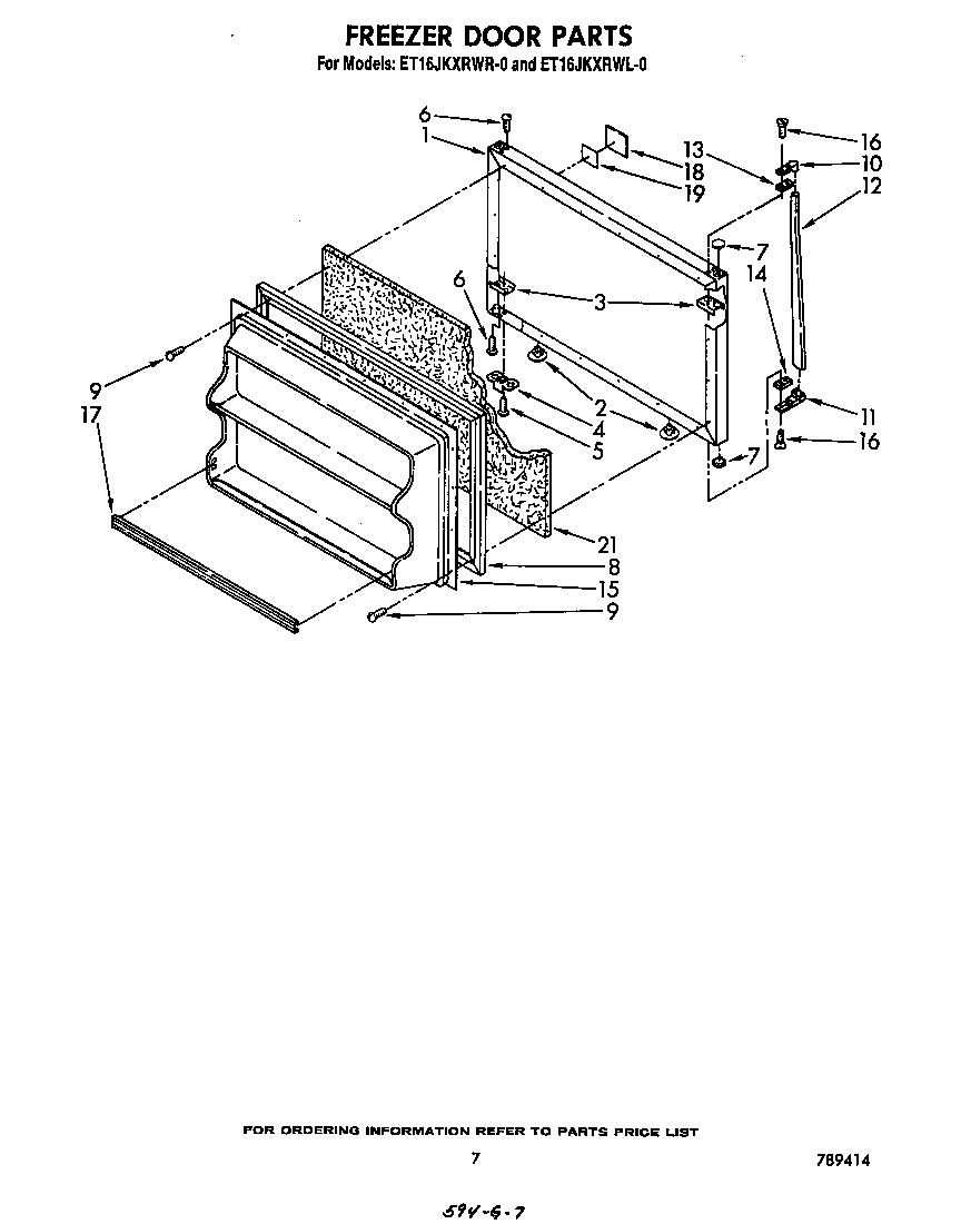 Whirlpool ET16JKXRWR0 freezer door diagram