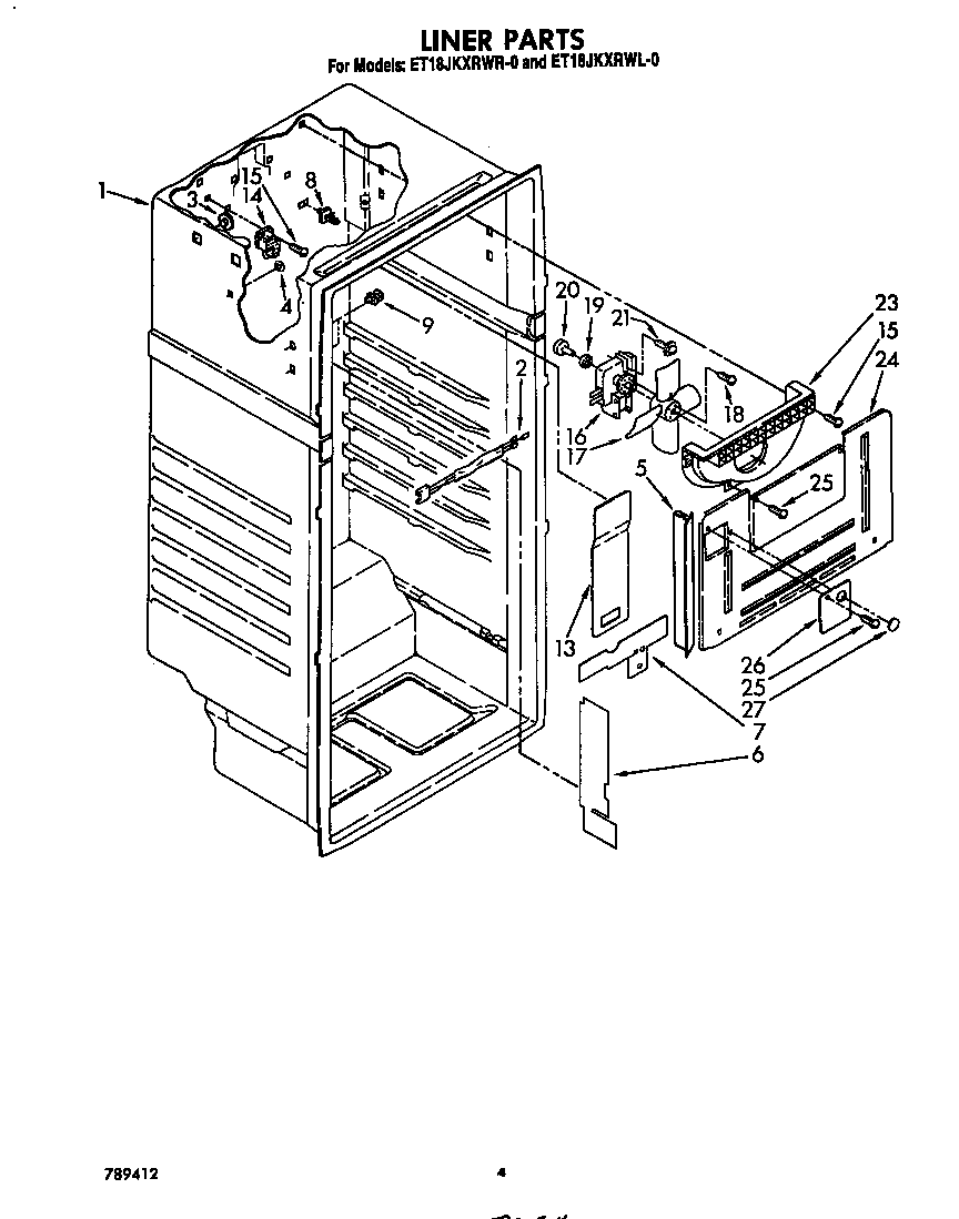 Whirlpool ET18JKXRWR0 liner diagram