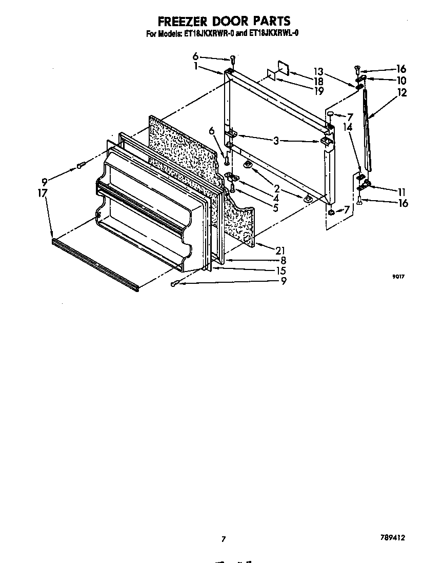 Whirlpool ET18JKXRWR0 freezer door diagram