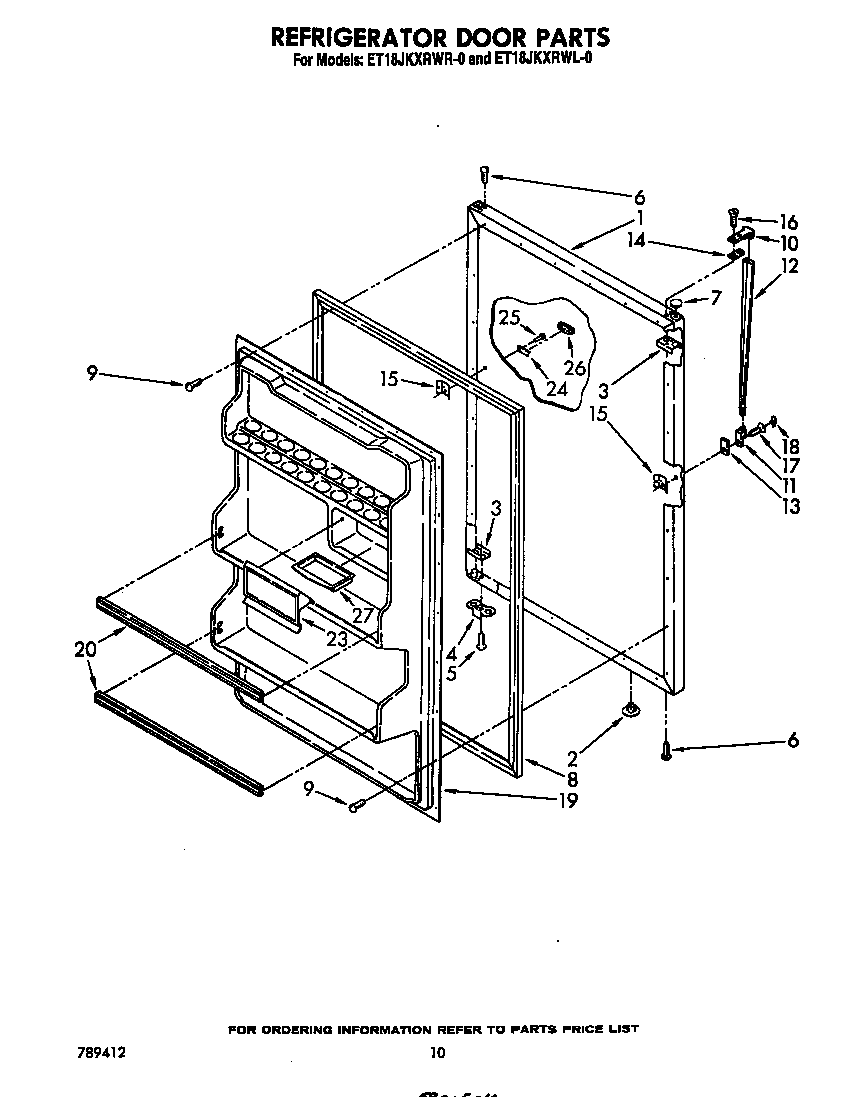 Whirlpool ET18JKXRWR0 refrigerator door diagram
