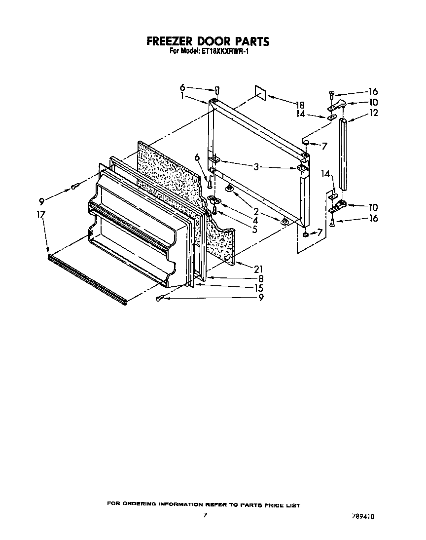 Whirlpool ET18XKXRWR1 freezer door diagram
