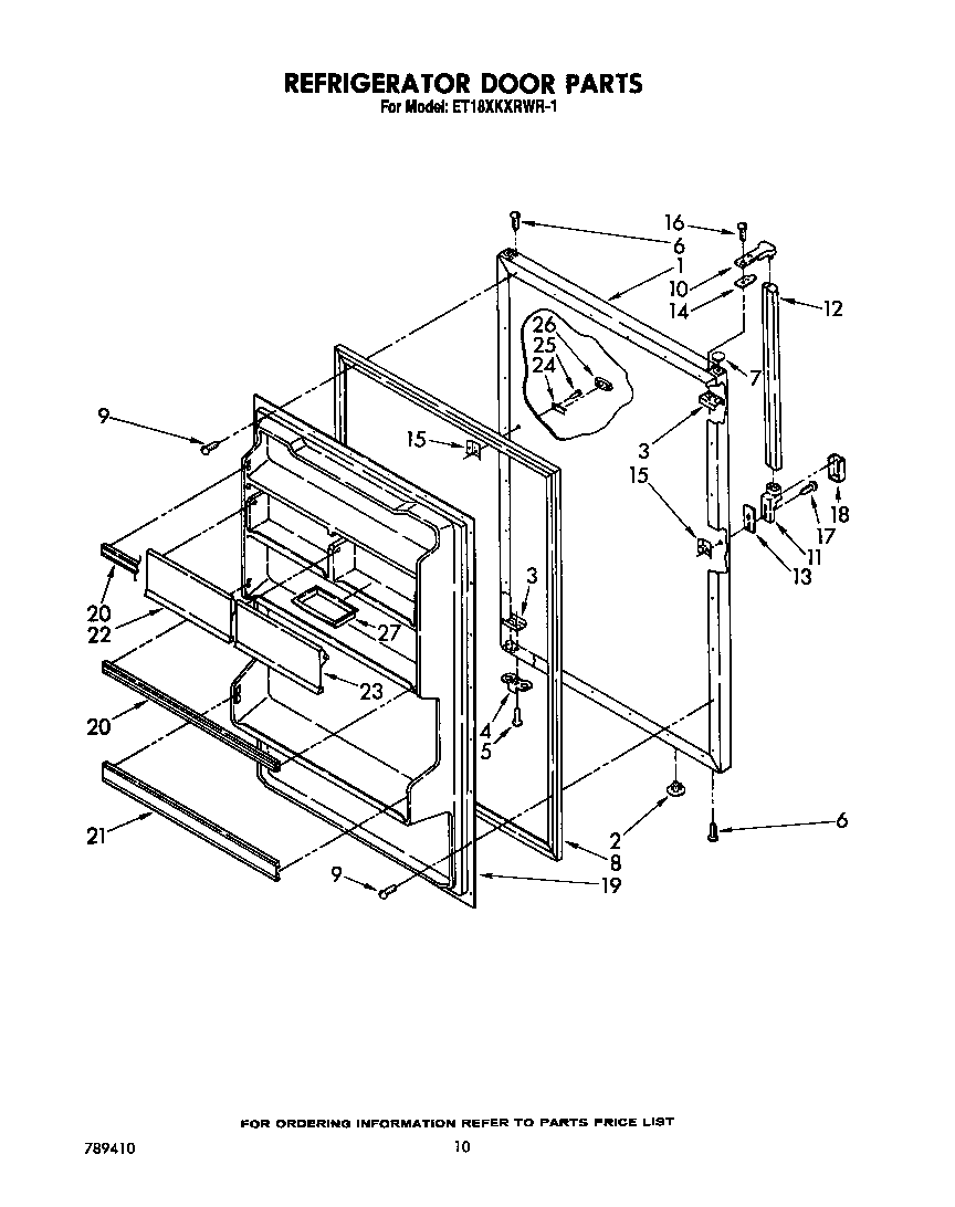 Whirlpool ET18XKXRWR1 refrigerator door diagram