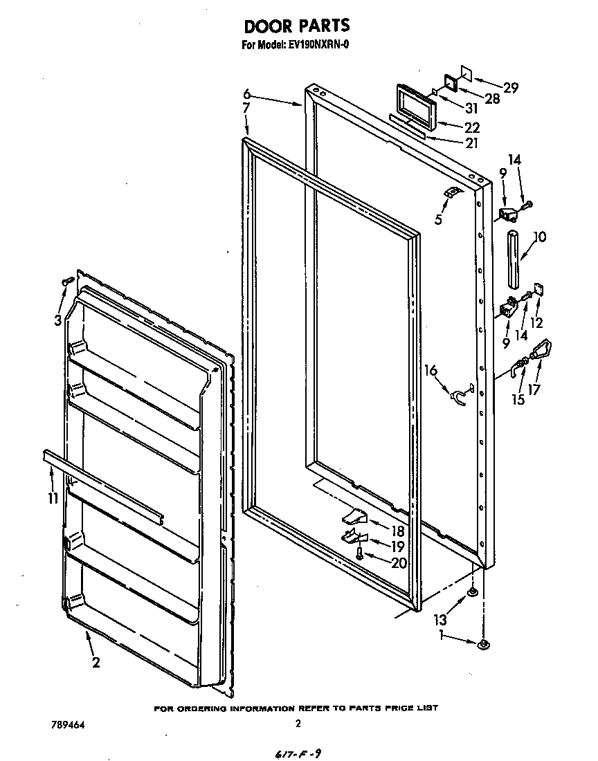 Whirlpool EV190NXRN0 door diagram