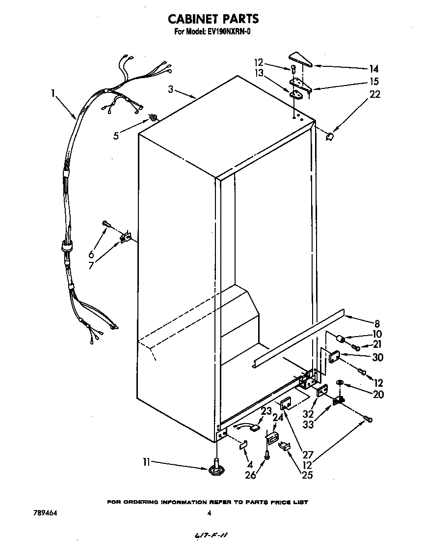 Whirlpool EV190NXRN0 cabinet diagram
