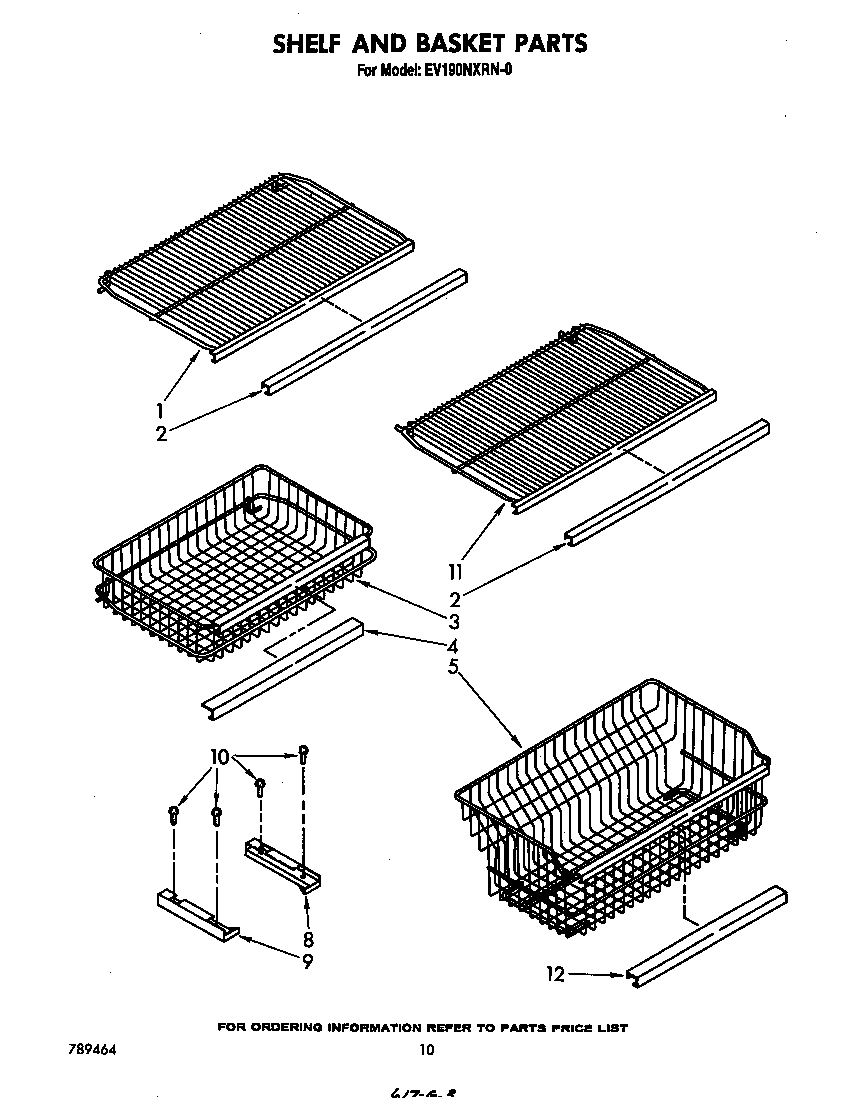 Whirlpool EV190NXRN0 shelf and basket diagram