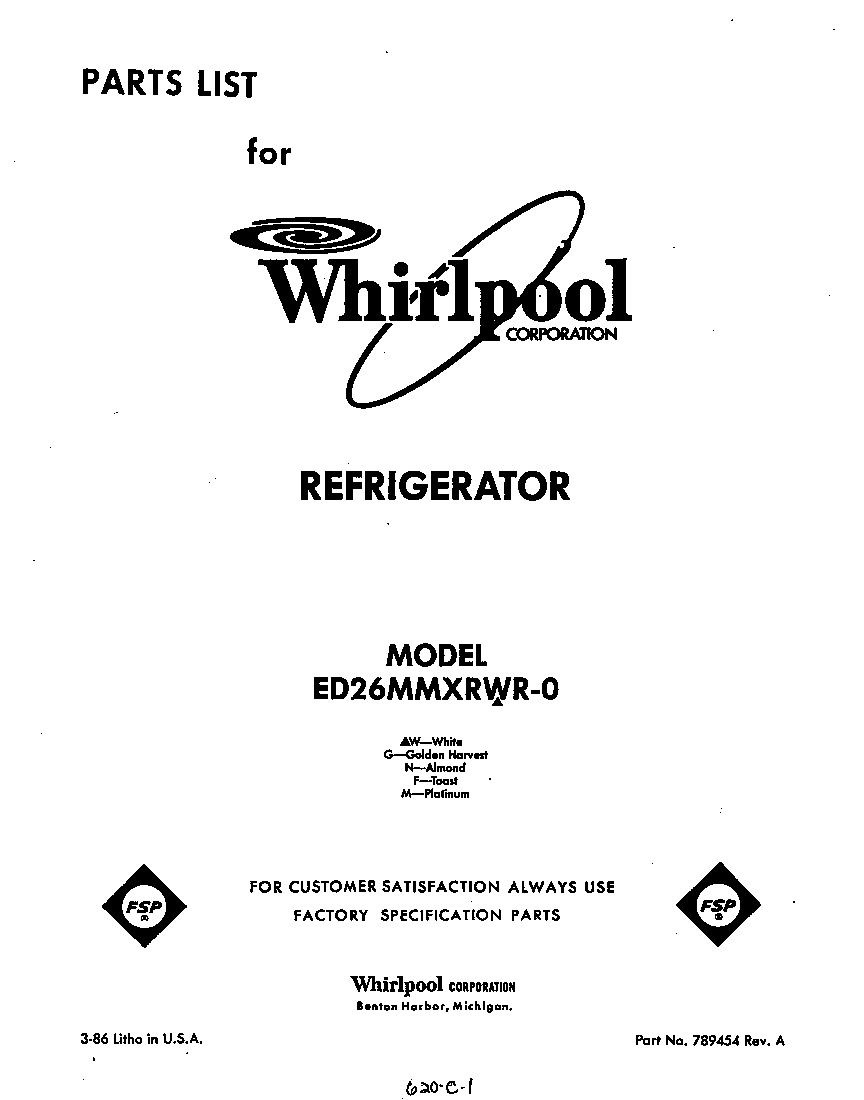 Whirlpool ED26MMXRWR0 front cover diagram
