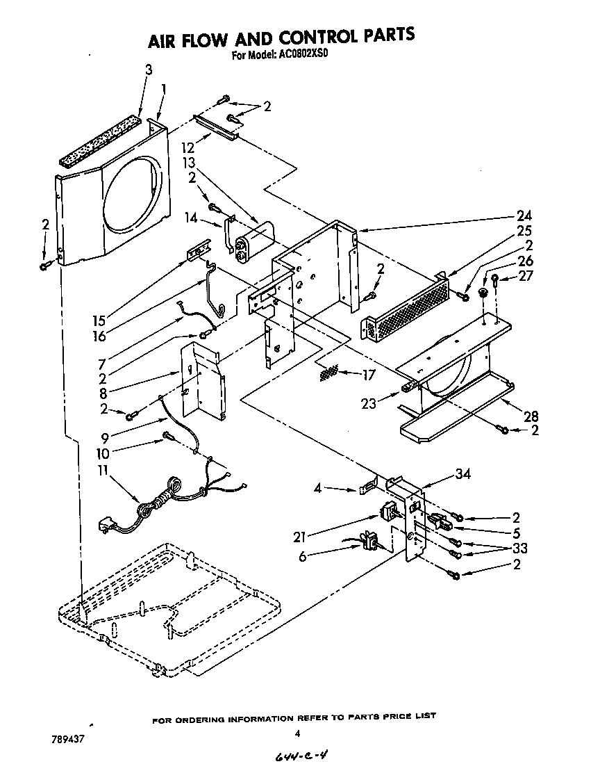 Whirlpool AC0802XS0 air flow and control diagram
