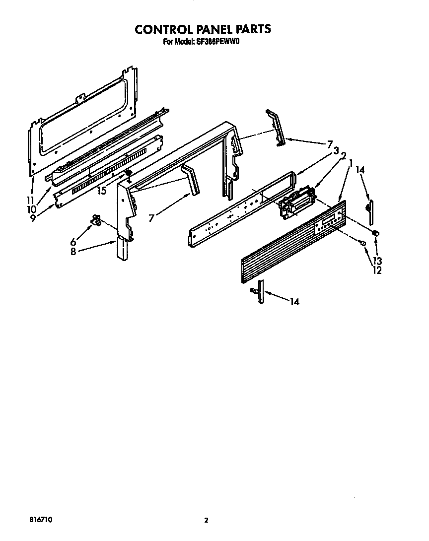 Whirlpool SF386PEWW0 control panel diagram