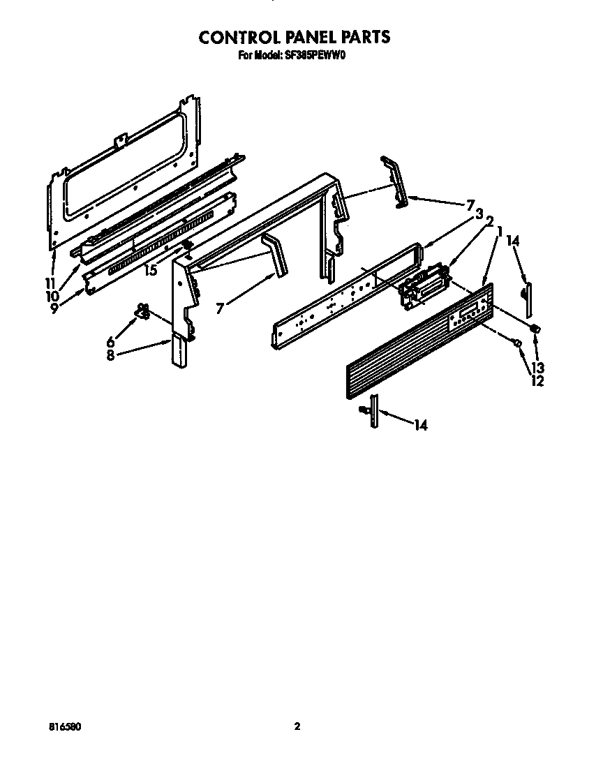 Whirlpool SF385PEWW0 control panel diagram