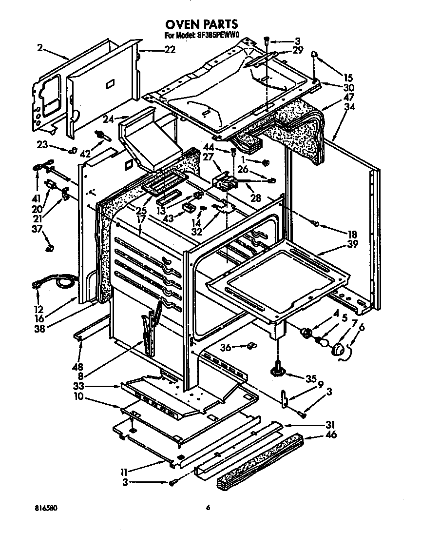 Whirlpool SF385PEWW0 oven diagram