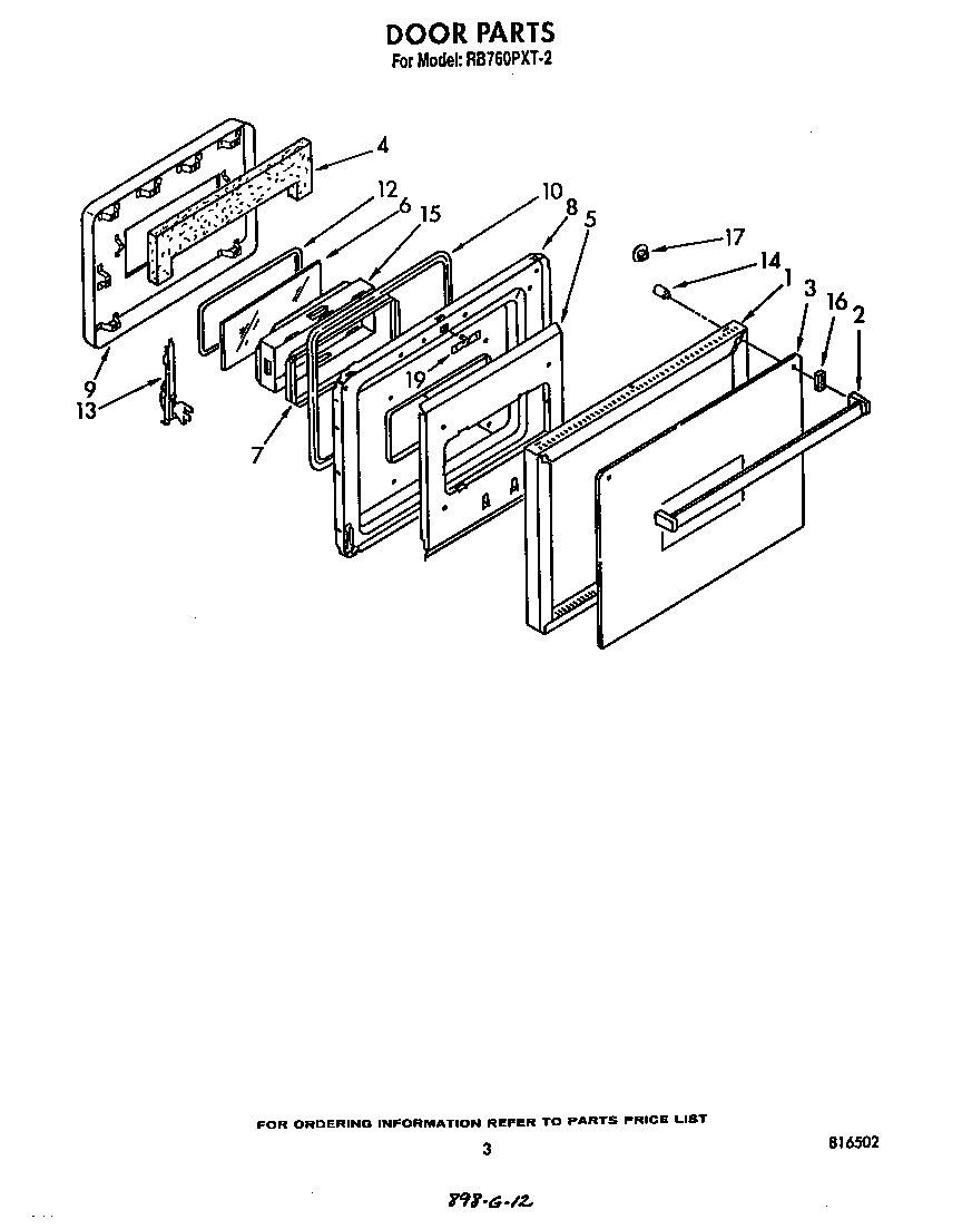 Whirlpool RB760PXT2 door diagram