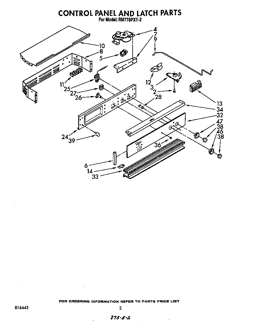 Whirlpool RM778PXT2 control panel diagram