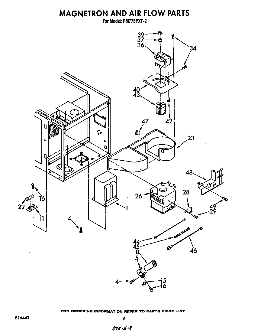 Whirlpool RM778PXT2 magnetron and airflow diagram