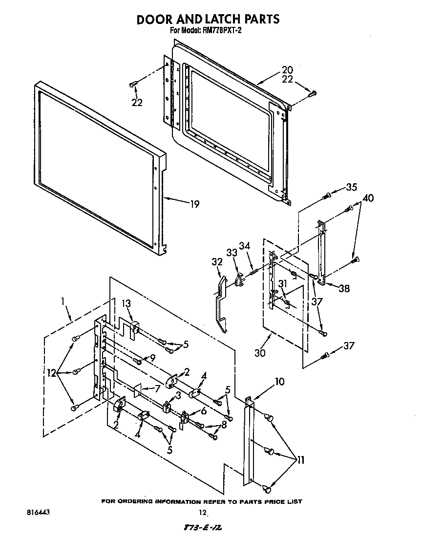 Whirlpool RM778PXT2 door and latch diagram
