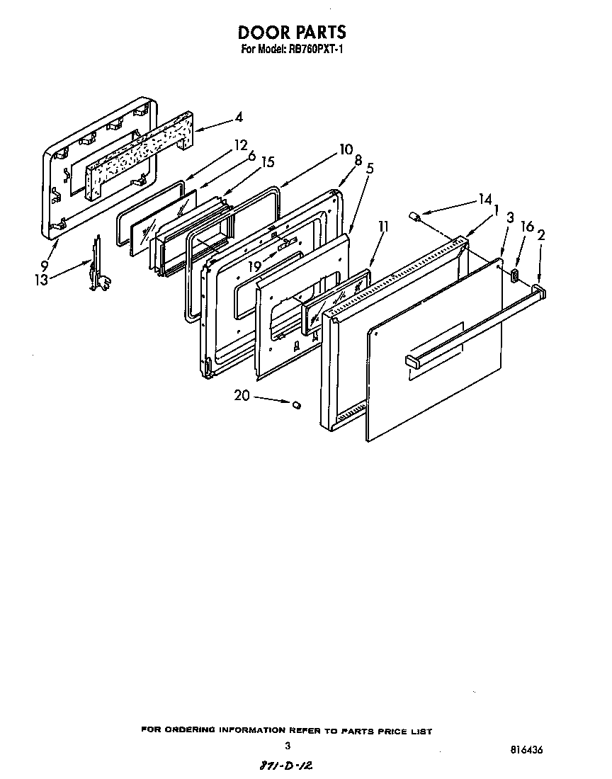 Whirlpool RB760PXT1 door diagram