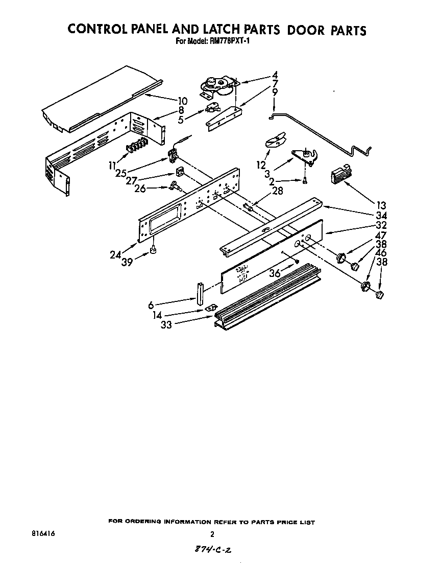 Whirlpool RM778PXT1 control panel and latch, door diagram